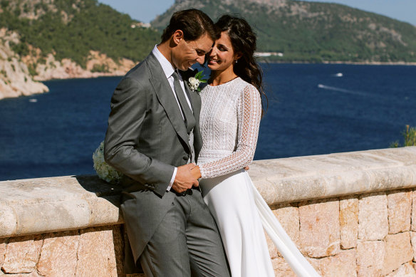 Rafael Nadal and Maria Francisca Perello pictured in 2019 for their official wedding portrait.