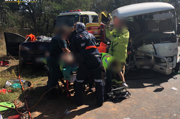 The two drivers of the vehicles, a man and a woman, suffered serious injuries and had to be airlifted to hospital.