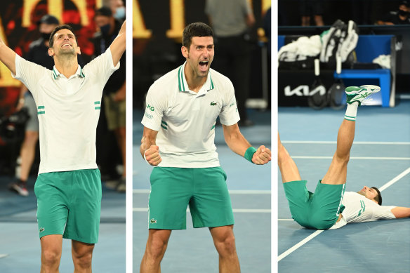 Novak Djokovic after claiming his third straight Australian Open men’s title.