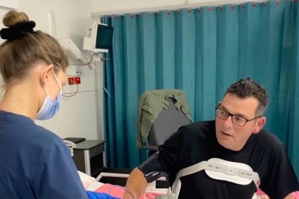 Daniel Andrews shares a photo after being moved out of ICU.