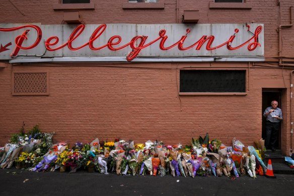 Melburnians lined Pellegrini’s cafe with flowers in the days after Mr Malaspina’s death.