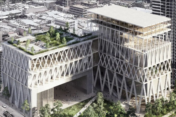 An artist's impression of the design for the new Powerhouse Museum in Parramatta.