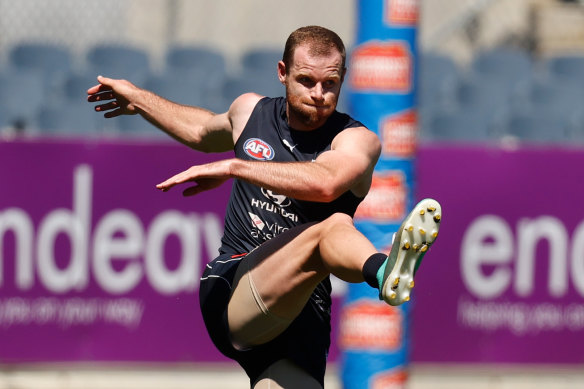 Sam Docherty back in action for the Blues on Thursday in a VFL practice match.