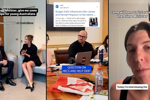 Influencers Milly Rose Bannister, Glen James and Hannah Ferguson post about the federal budget.