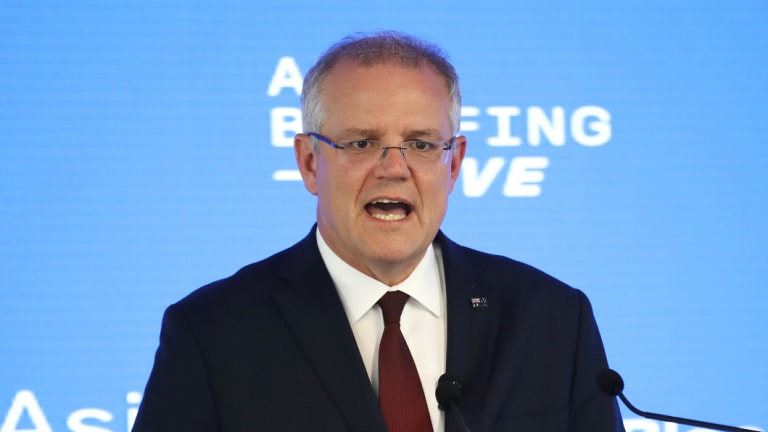 Scott Morrison speaking during the Bloomberg Asia Society event in Sydney on Thursday.