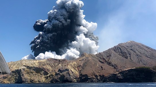 Tourist Lillani Hopkins took this photo of the eruption as she travelled back on a tour boat.