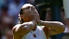 Aryna Sabalenka celebrates her victory against Laura Siegemund.