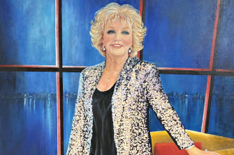Detail of the Patti Newton portrait by Margaret Dawson, an entrant in the Archibald Prize 2022. 