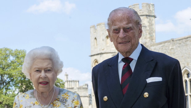 Queen Elizabeth II and Prince Philip the Duke of Edinburgh in the quadrangle of Windsor Castle on June 1.