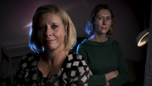 Barb Thorne and Maaike Moller (right) both work at the Victorian Institute of Forensic Medicine.