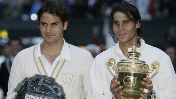 Two of the best: Roger Federer and Rafael Nadal at Wimbledon in 2008.