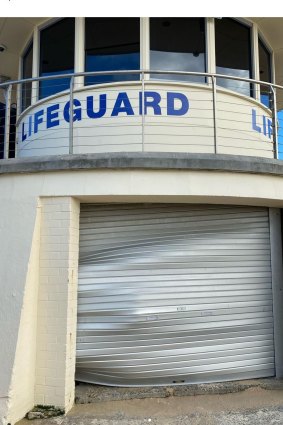 The lifeguard tower was damaged in the break-in. 