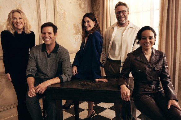 The Studio stars Catherine O’Hara, Ike Barinholtz, Kathryn Hahn, Seth Rogen and Chase Sui Wonders.