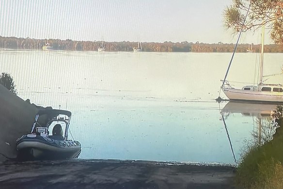 The Burnett River at Burnett Heads, north of Bundaberg, where a man was reported missing after flooding in the region.