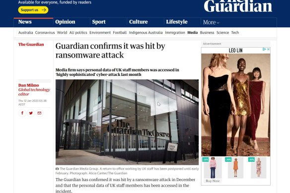 The Guardian initially believed Australian staff details had not been affected by the attack.
