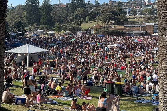 Instagram photo showing celebrations at Bronte Beach on Christmas Day.
