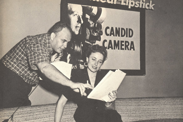 As old as TV itself: Allen Funt (with guest Laraine Day), who brought Candid Camera to air in 1949.