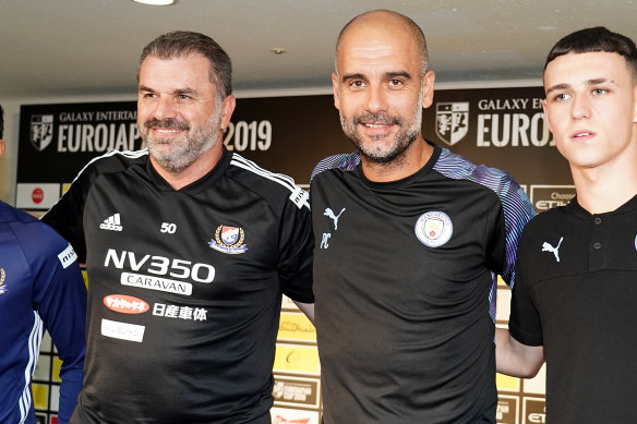 Pep Guardiola showered Ange Postecoglou in praise when Manchester City faced Yokohama F. Marinos in an off-season friendly in 2019.