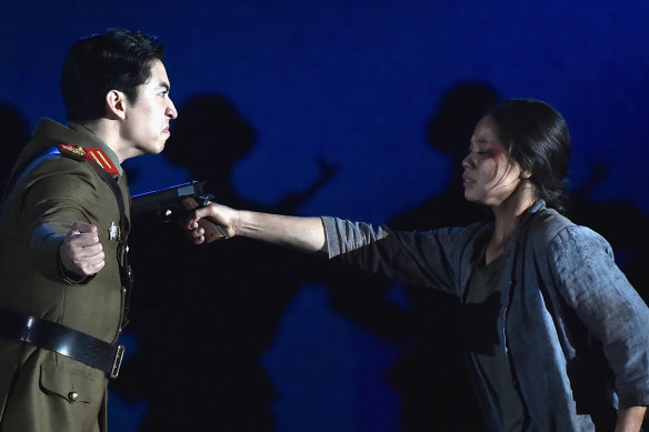 The cast of Miss Saigon performs during the 2017 Tony Awards at Radio City Music Hall in New York City.