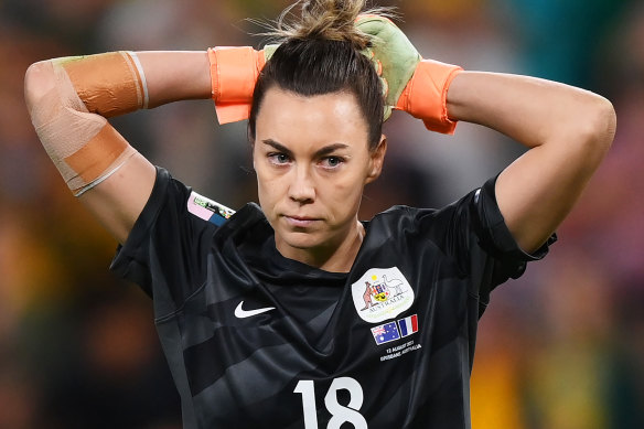 Nike are working with Football Australia on a solution to sell Mackenzie Arnold’s goalkeeper kit. 