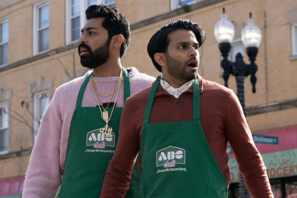 Saagar Shaikh (left) and Asif Ali play hapless brothers who discover they are part of a crime family in Deli Boys.