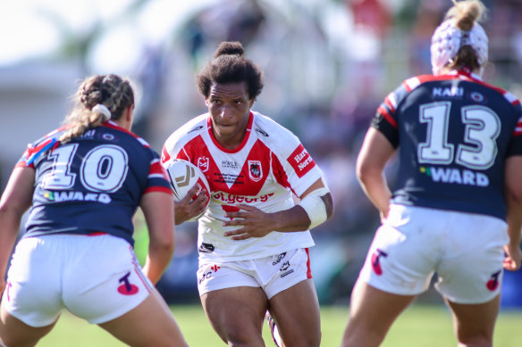 Elsie Albert in action during the Dragons 2021 NRLW final loss to the Roosters.