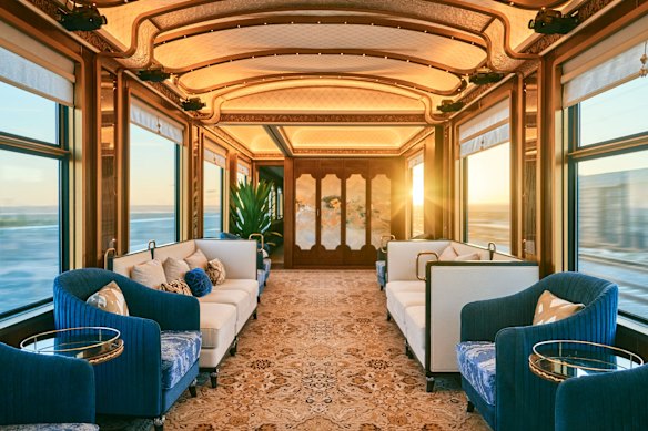 The luxury train’s viewing car.