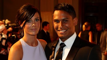 Dumped: Ben Barba with partner Ainslie Currie at the 2012 Dally M awards.