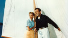 Humphrey Bogart and Lauren Bacall on their honeymoon in Newport in 1945.