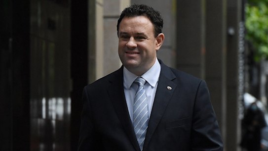 Stuart Ayres arriving at the ICAC on Friday.