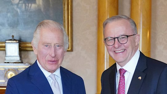 ‘An invidious position’: Prime Minister Anthony Albanese meets King Charles III at Buckingham Palace on Tuesday.
