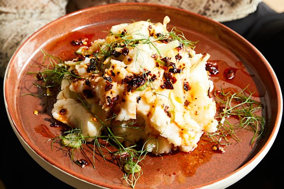 Spicy stir-fried mashed potato and fennel is loosely based on colcannon.