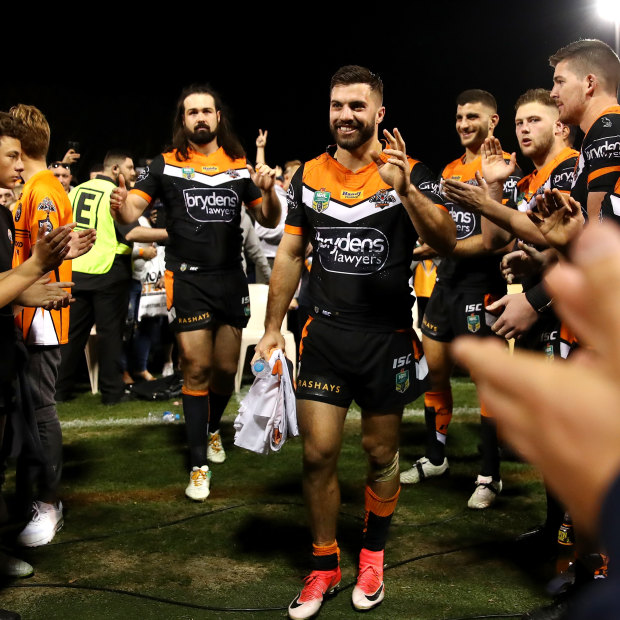 Aaron Woods and James Tedesco play their last game for the club back in 2017.
