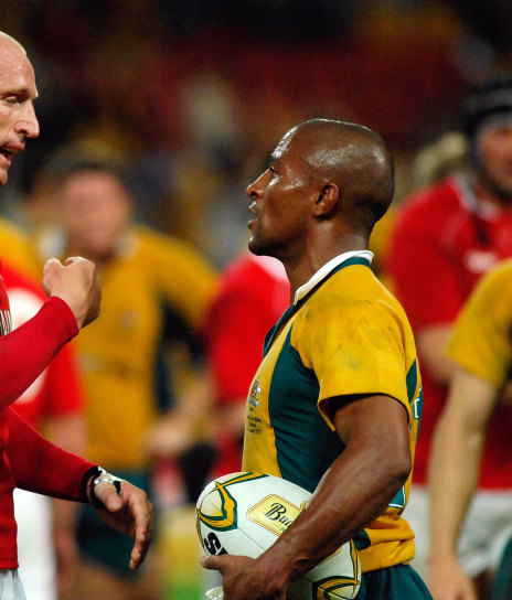 Gareth Thomas, seen with former Wallabies captain George Gregan in their playing days.