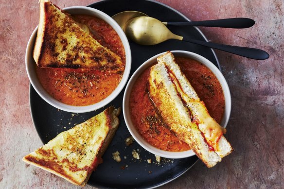Yes, you can occasionally dunk a cheese toastie into your tomato and kimchi soup. 
