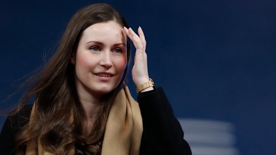 Finnish Prime Minister Sanna Marin arrives for an EU summit in Brussels.