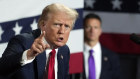 Republican presidential candidate former President Donald Trump speaking at a campaign rally in Charlotte, his first since Joe Biden dropped out of the race.