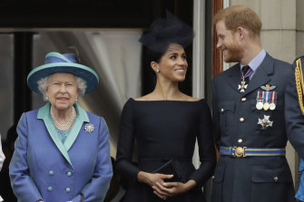 The Queen, the Duchess of Sussex and the Duke of Sussex in 2018.