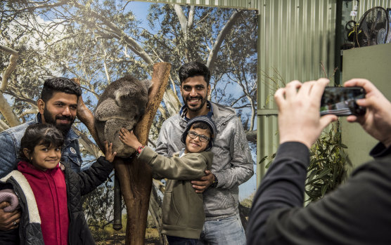 Indian tourists at Featherdale Wildlife Park in Sydney in 2019.
