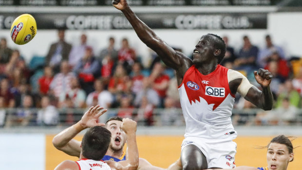 Positive: Aliir Aliir still holds out hope the Swans can turn their season around. 