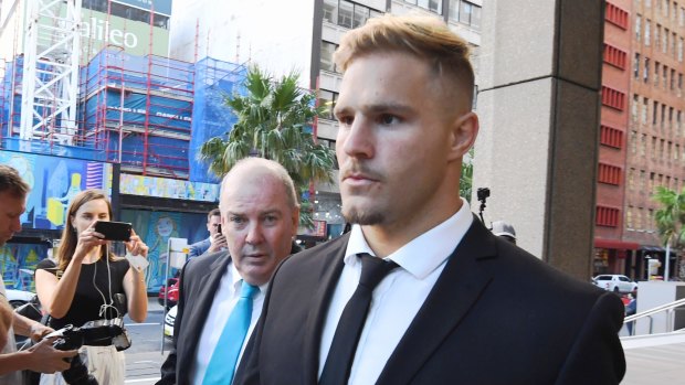 Legal fight: Jack De Belin arrives at the Federal Court on Thursday with his manager Steve Gillis.