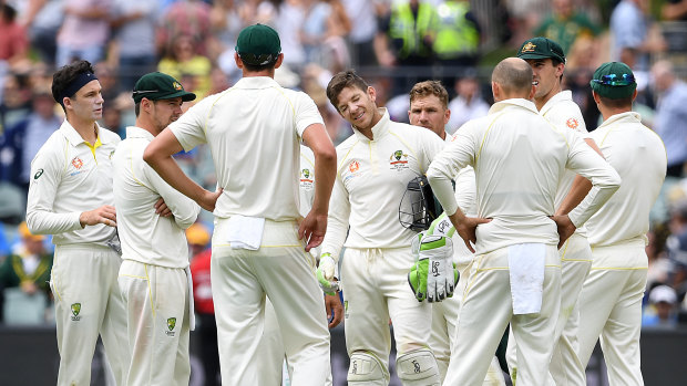 Tim Paine and the Australians react to Cheteshwar Pujara's successful review.