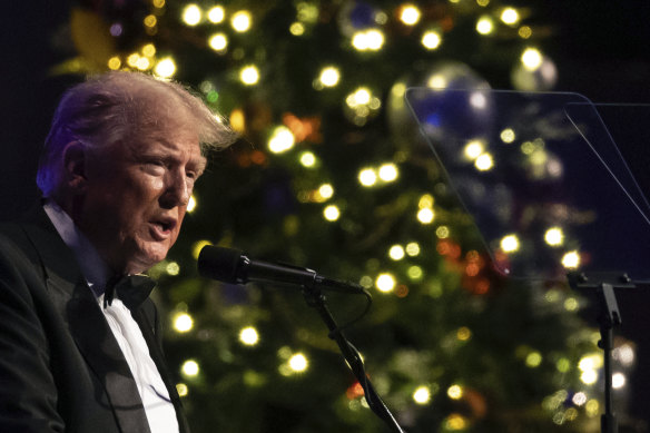 Former US president Donald Trump speaks during the New York Young Republican Club’s annual gala on Saturday.