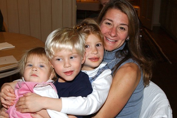 With her children (from left) Phoebe, Rory and Jennifer in 2003.