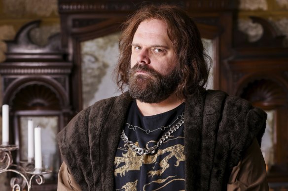 Greg Larsen, dressed up for a House of Dragons sketch, for new show We Interrupt This Broadcast. 