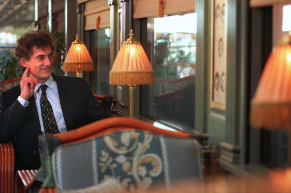 Nick Varian, VSOE’s chief executive, aboard the train as it arrives in Melbourne.