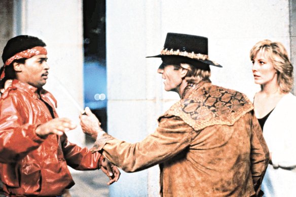 Crocodile Dundee, with its famous 'that's not a knife' scene, made him a megastar globally in the 1980s. 