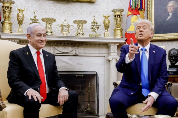 US President Donald Trump and Israeli Prime Minister Benjamin Netanyahu during a bilateral meeting in the Oval Office of the White House.