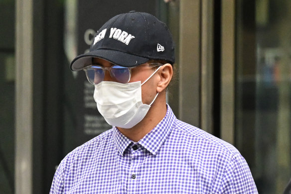 Orpheus Pledger departing the County Court in Melbourne on Tuesday.
