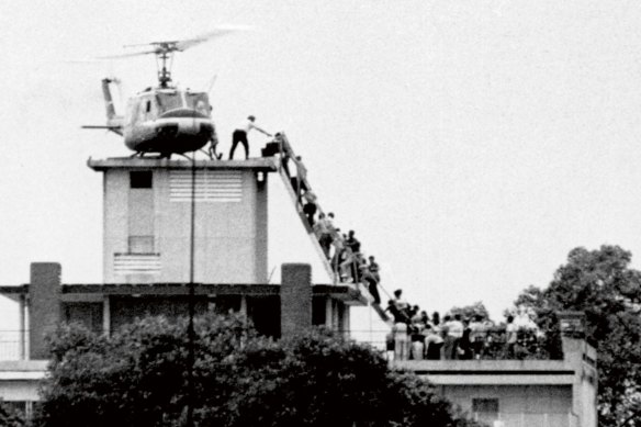 The US embassy evacuation of Saigon (today Ho Chi Minh City) in 1975, after North Vietnamese took over South Vietnam.